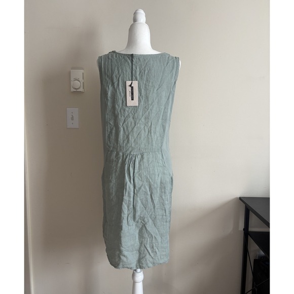 NWT Lungo L'Arno Womens XL Dress Linen Green Lagenlook Coastal Relaxed Fit Beach - Picture 5 of 5